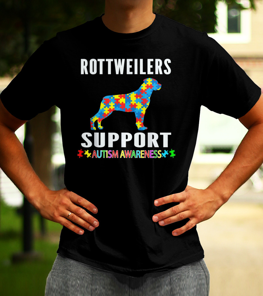 Rottweilers Support Autism Awareness Puzzle Piece T-Shirt