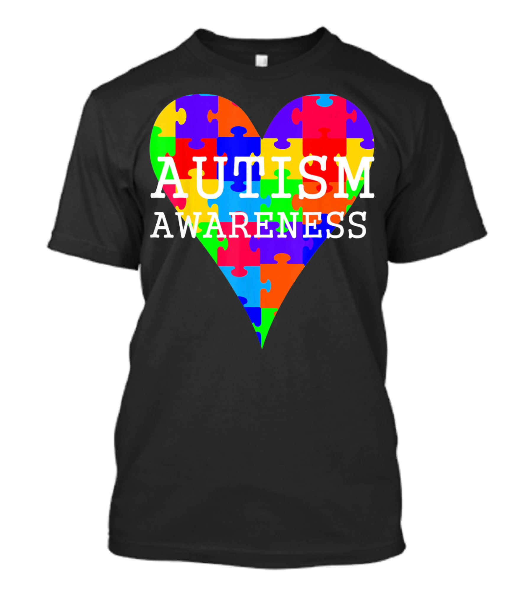 AUTISM AWARENESS PUZZLE HEART RAINBOW T-Shirt