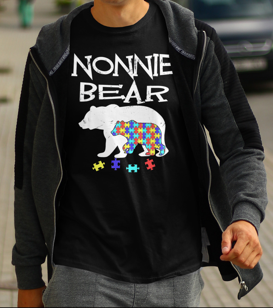 Nonnie Bear Autism Awareness Puzzle Bear T-Shirt