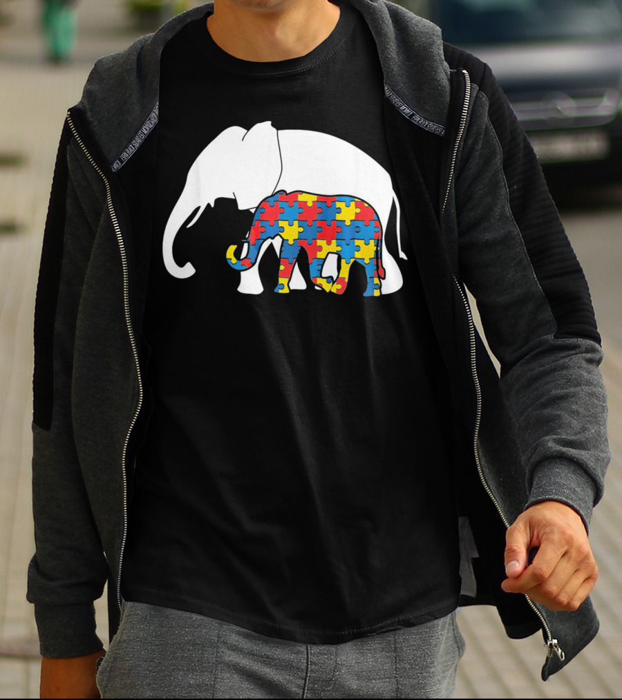 Autism Awareness Puzzle Elephant T-Shirt