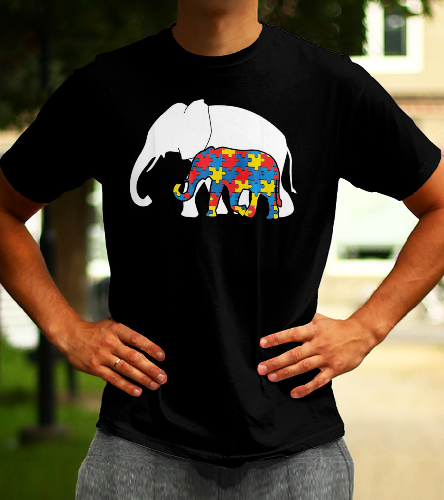 Autism Awareness Puzzle Elephant T-Shirt