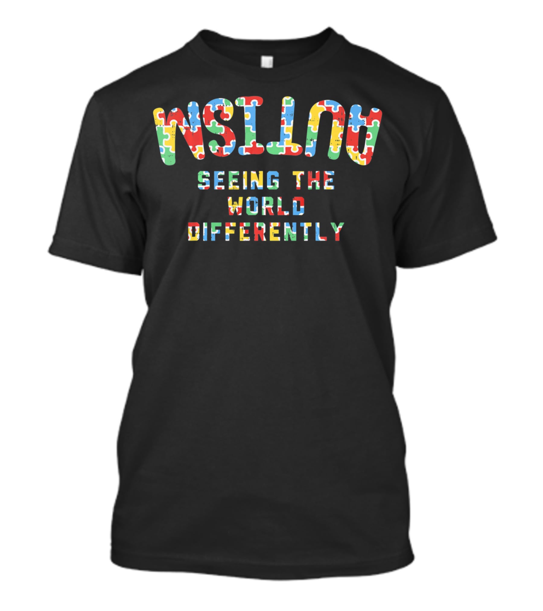 Autism Seeing The World Differently Puzzle Piece Awareness T-Shirt