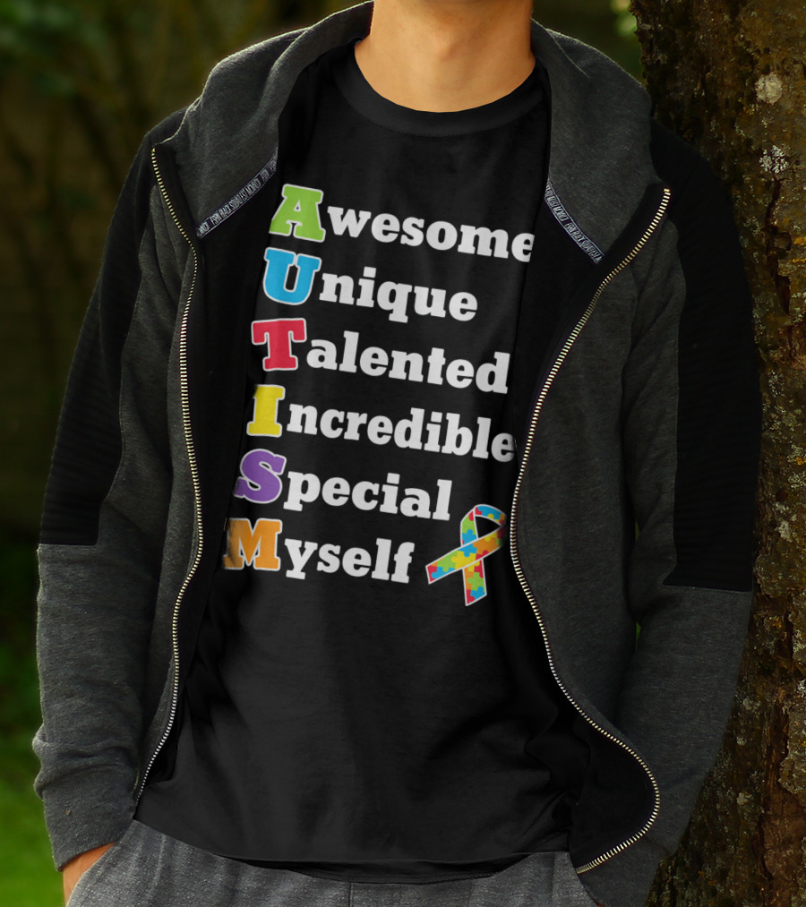 Autism Awesome Unique Talented Incredible Special Myself Awareness Puzzle T-Shirt
