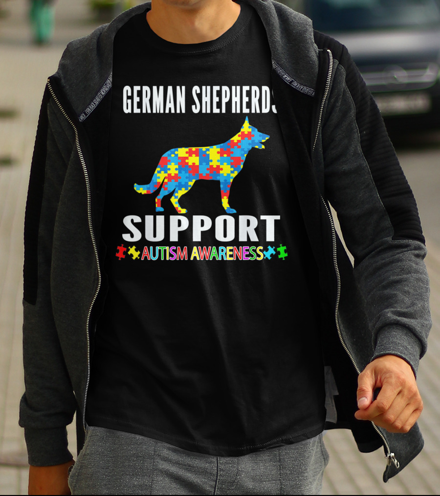 German Shepherds Support Autism Awareness Puzzle T-Shirt