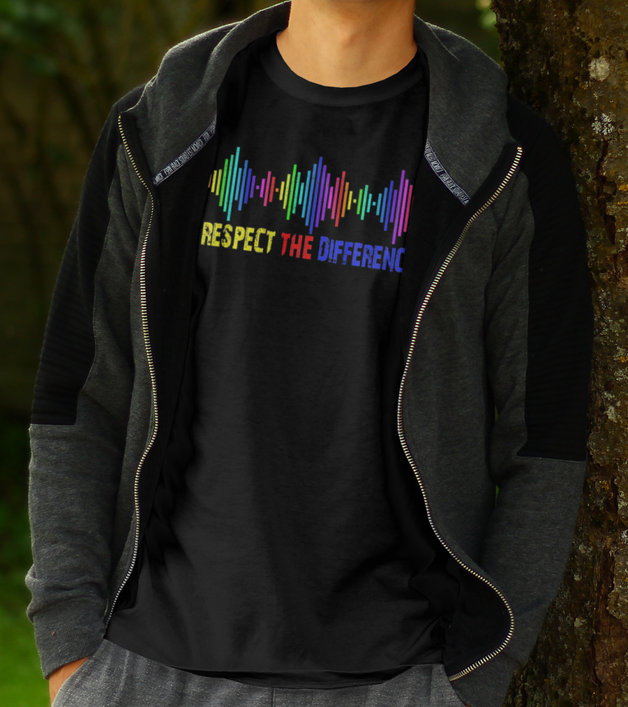Respect The Difference Autism Awareness Colorful Soundwave T-Shirt