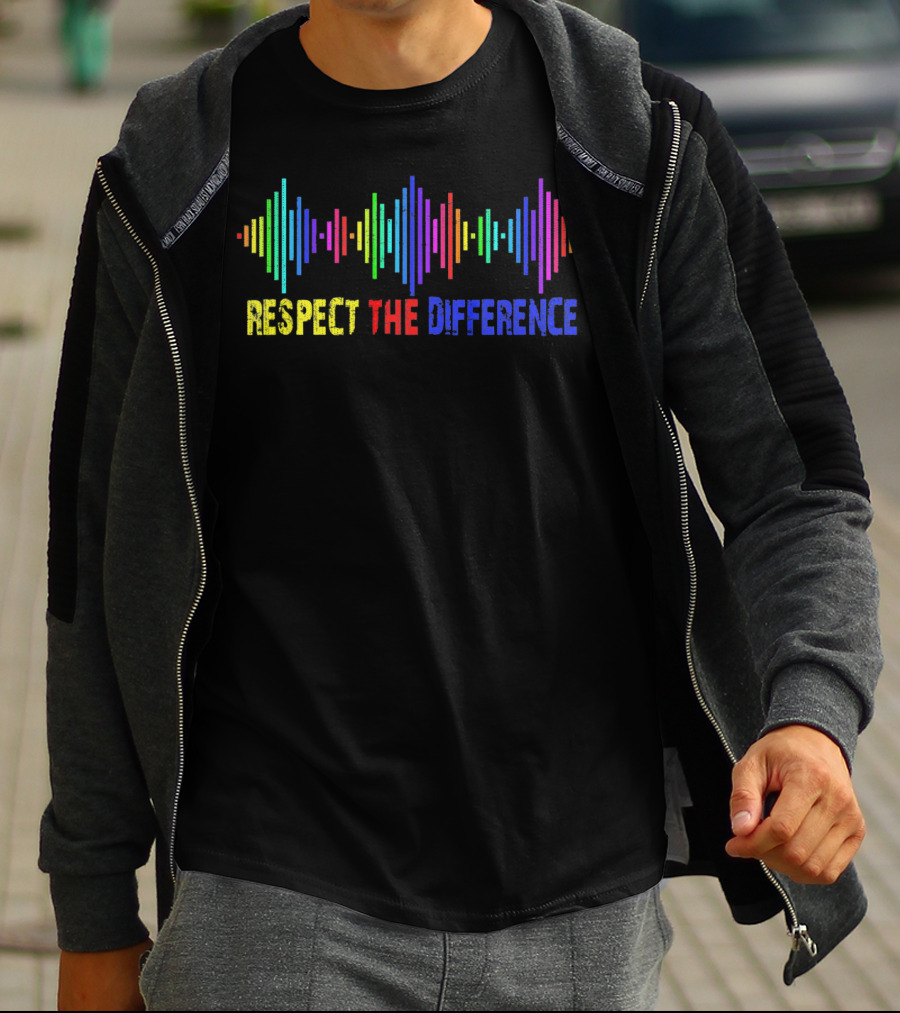 Respect The Difference Autism Awareness Colorful Soundwave T-Shirt
