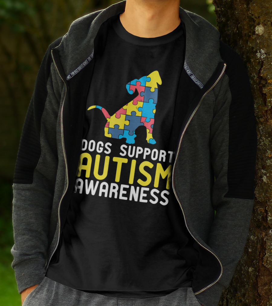 Dogs Support Autism Awareness Novelty Autism Dog Lover Awareness T-Shirt