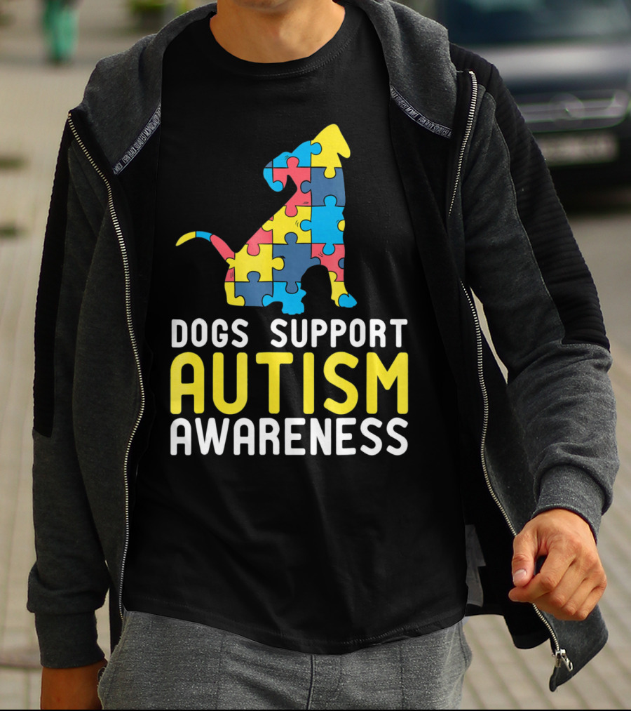 Dogs Support Autism Awareness Novelty Autism Dog Lover Awareness T-Shirt
