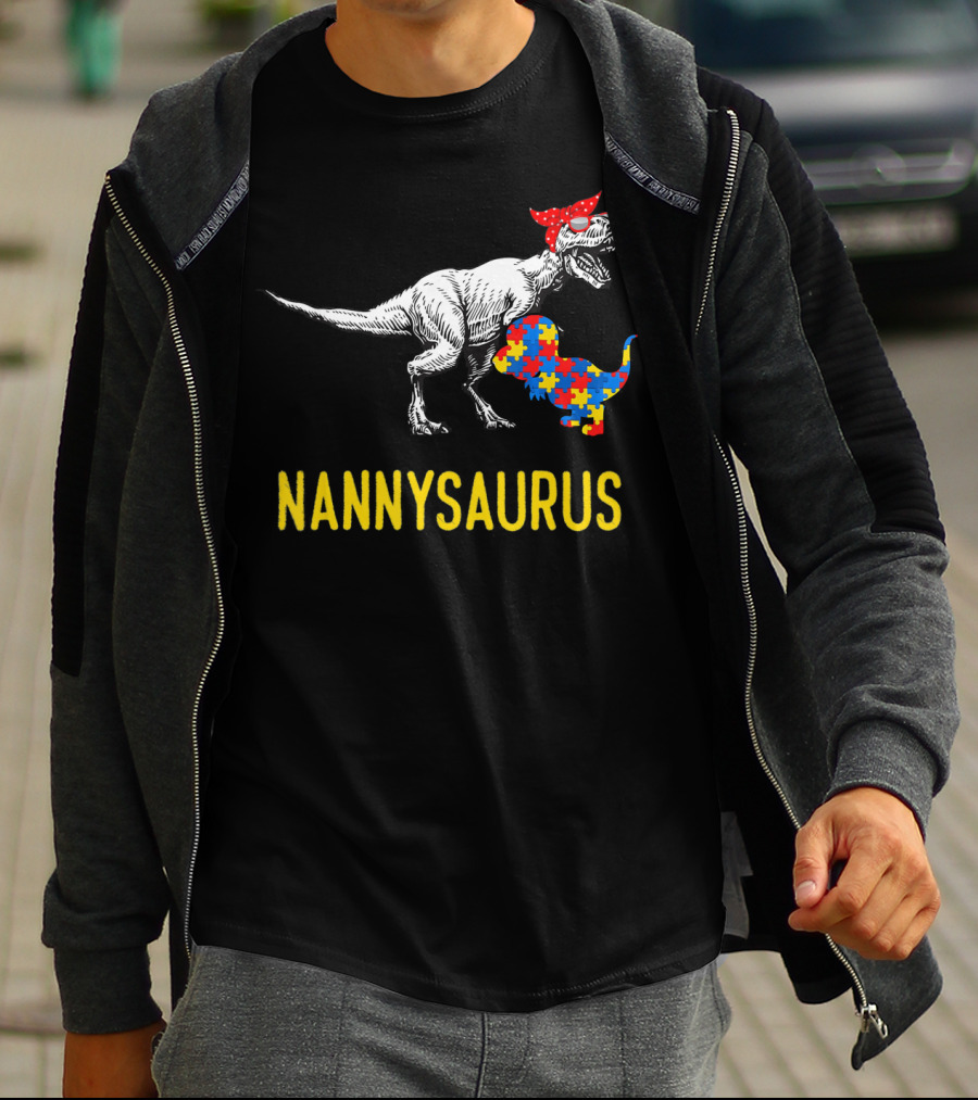 Nannysaurus Dinosaur Autism Puzzle Bandana T-Shirt