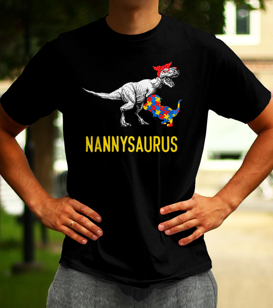 Nannysaurus Dinosaur Autism Puzzle Bandana T-Shirt