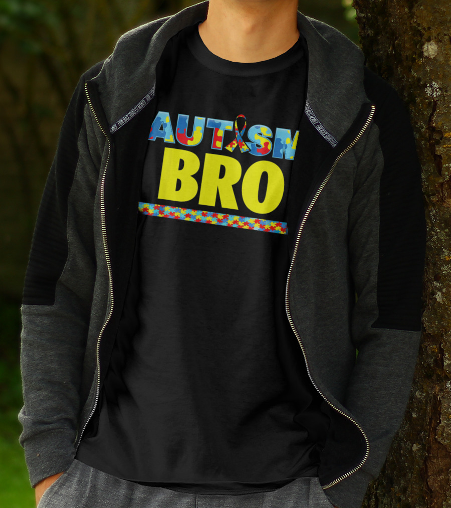 Autism Puzzle Ribbon Bro Brother Awareness Support T-Shirt