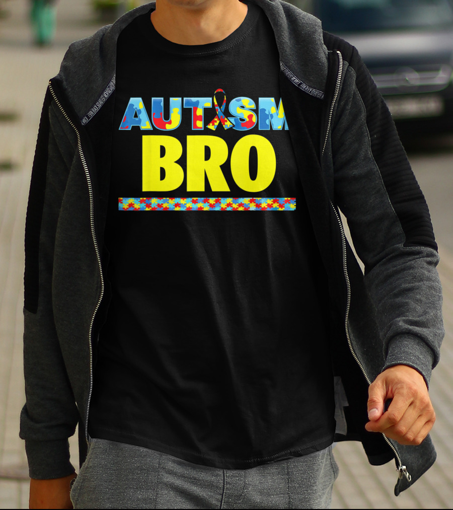 Autism Puzzle Ribbon Bro Brother Awareness Support T-Shirt