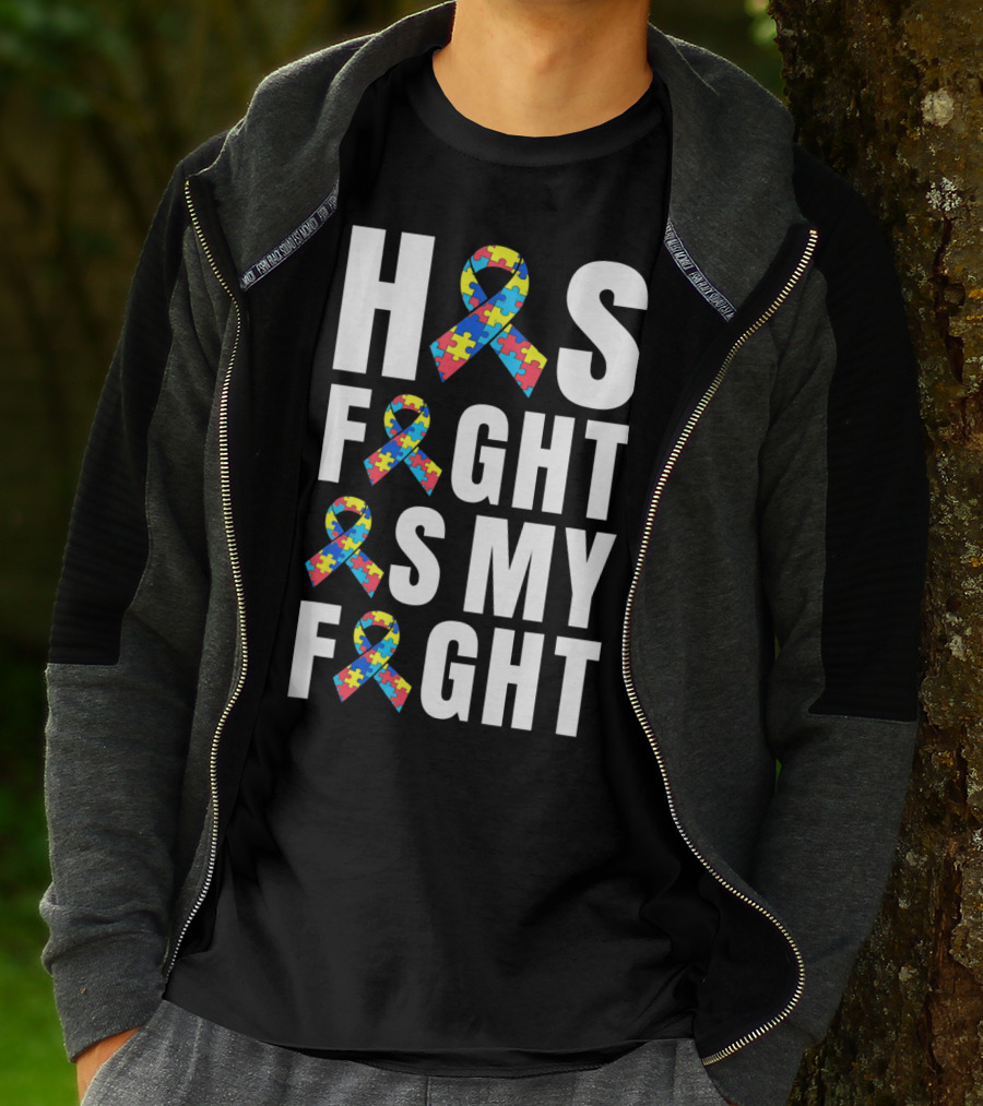 His Fight Is My Fight Autism Awareness Puzzle T-Shirt