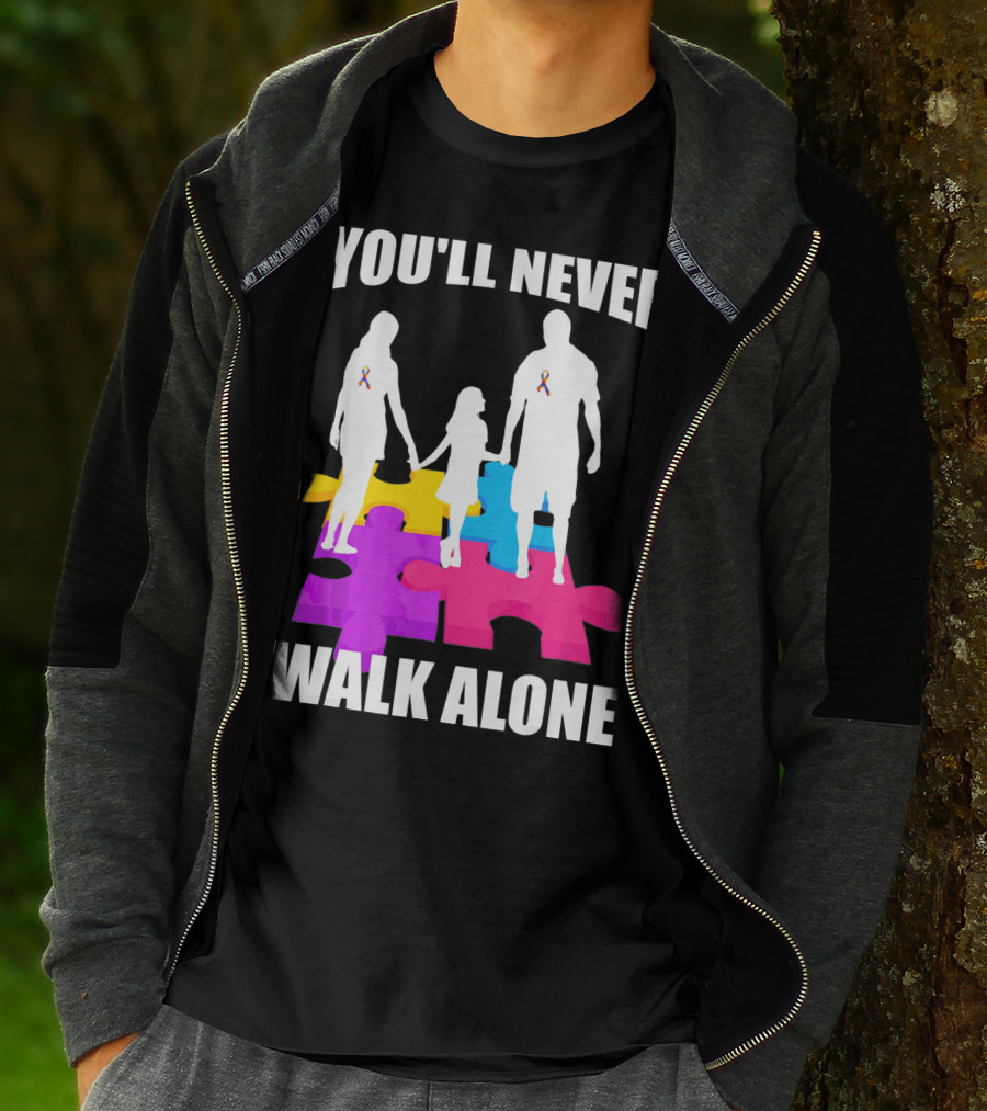 You'll Never Walk Alone Autism Awareness Puzzle Pieces T-Shirt