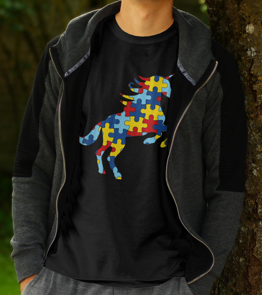 Autism Awareness Day Unicorn Puzzle T-Shirt