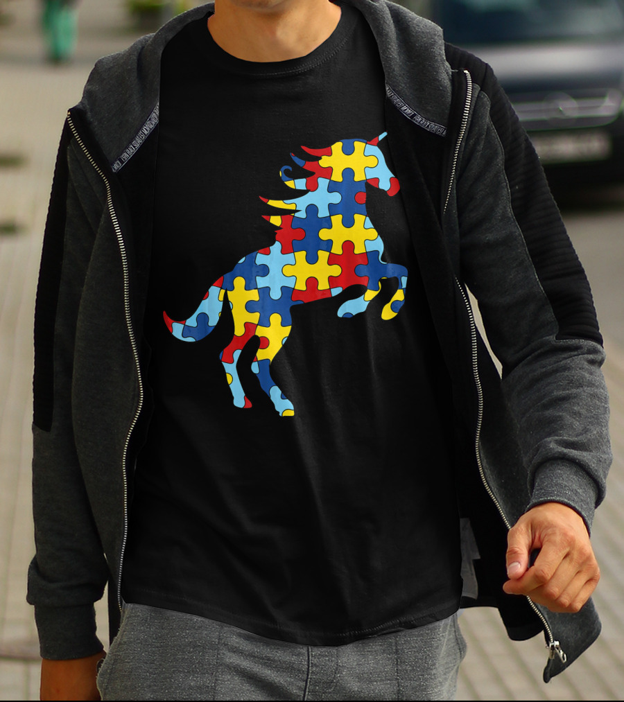 Autism Awareness Day Unicorn Puzzle T-Shirt