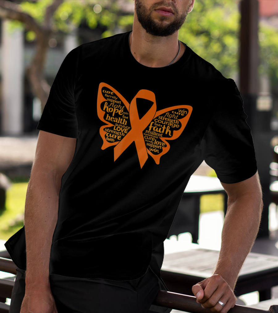 Leukemia Awareness Hope Faith Strength Butterfly T-Shirt