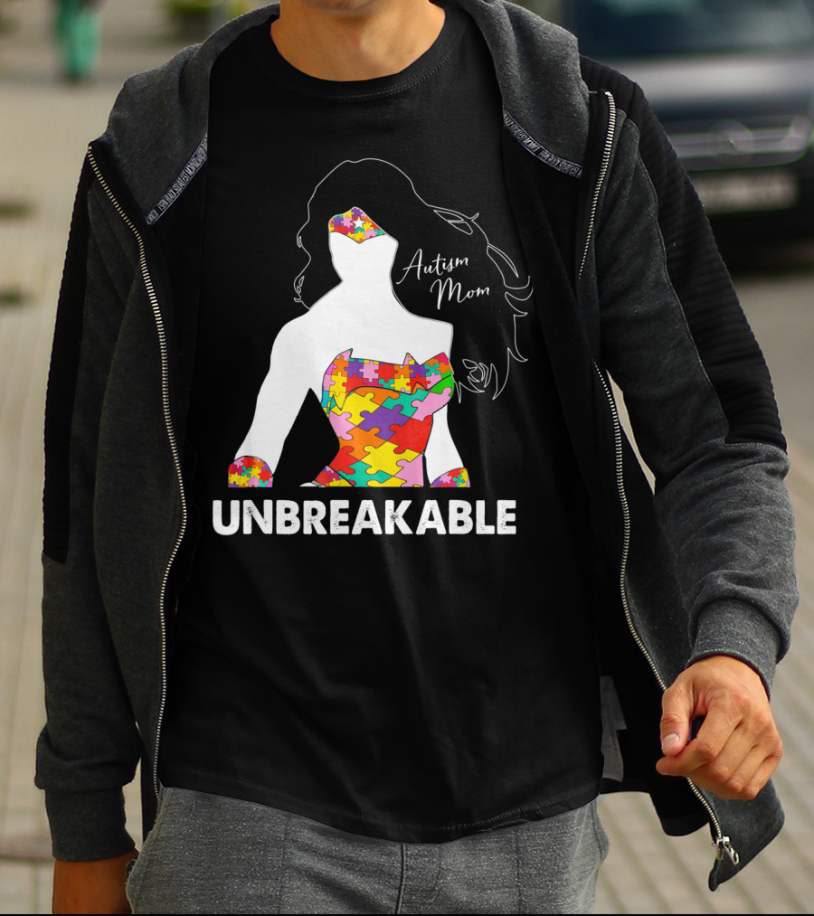 Autism Mom Unbreakable Puzzle Piece Empowerment T-Shirt