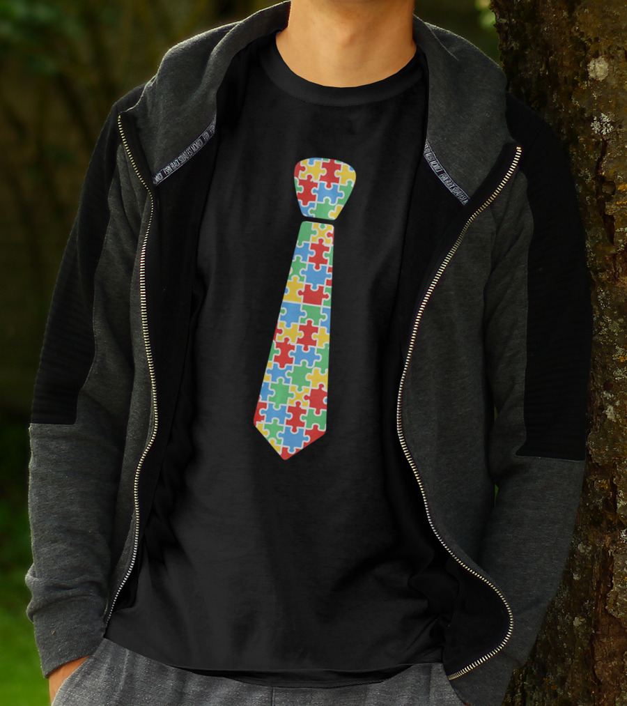 Autism Awareness Puzzle Piece Necktie T-Shirt