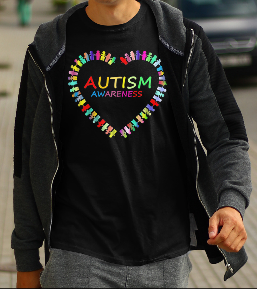 Autism Awareness Multicolor Heart Puzzle Piece T-Shirt