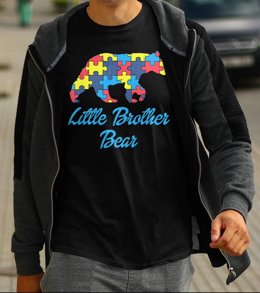 Little Brother Bear Autism Awareness Puzzle T-Shirt