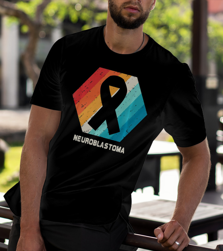 Neuroblastoma Awareness Ribbon Retro Hexagon T-Shirt