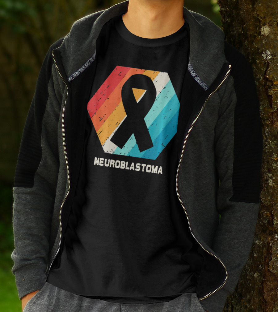 Neuroblastoma Awareness Ribbon Retro Hexagon T-Shirt
