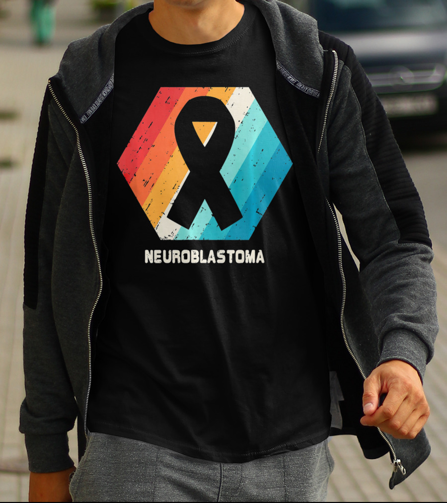 Neuroblastoma Awareness Ribbon Retro Hexagon T-Shirt