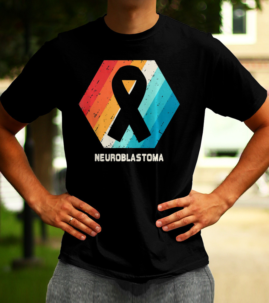 Neuroblastoma Awareness Ribbon Retro Hexagon T-Shirt