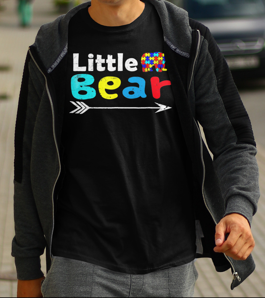 Little Bear Autism Awareness Puzzle Pattern Arrow T-Shirt