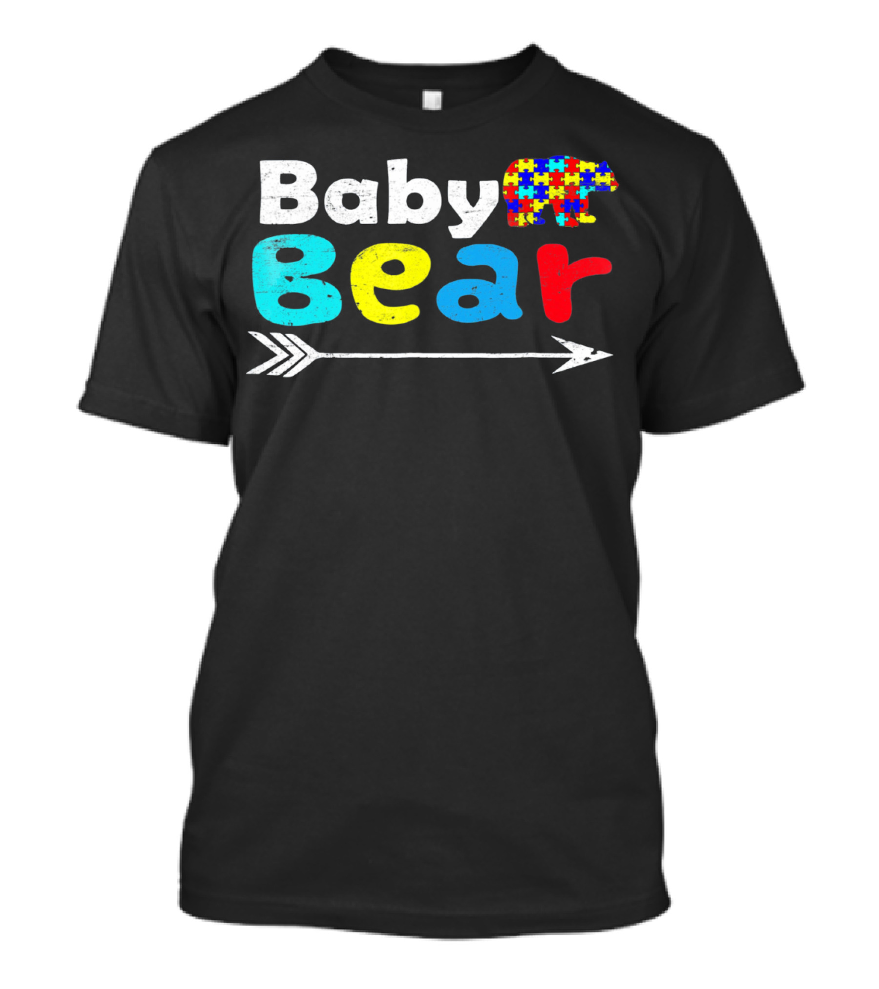 Baby Bear Autism Awareness Puzzle Pattern With Arrow T-Shirt