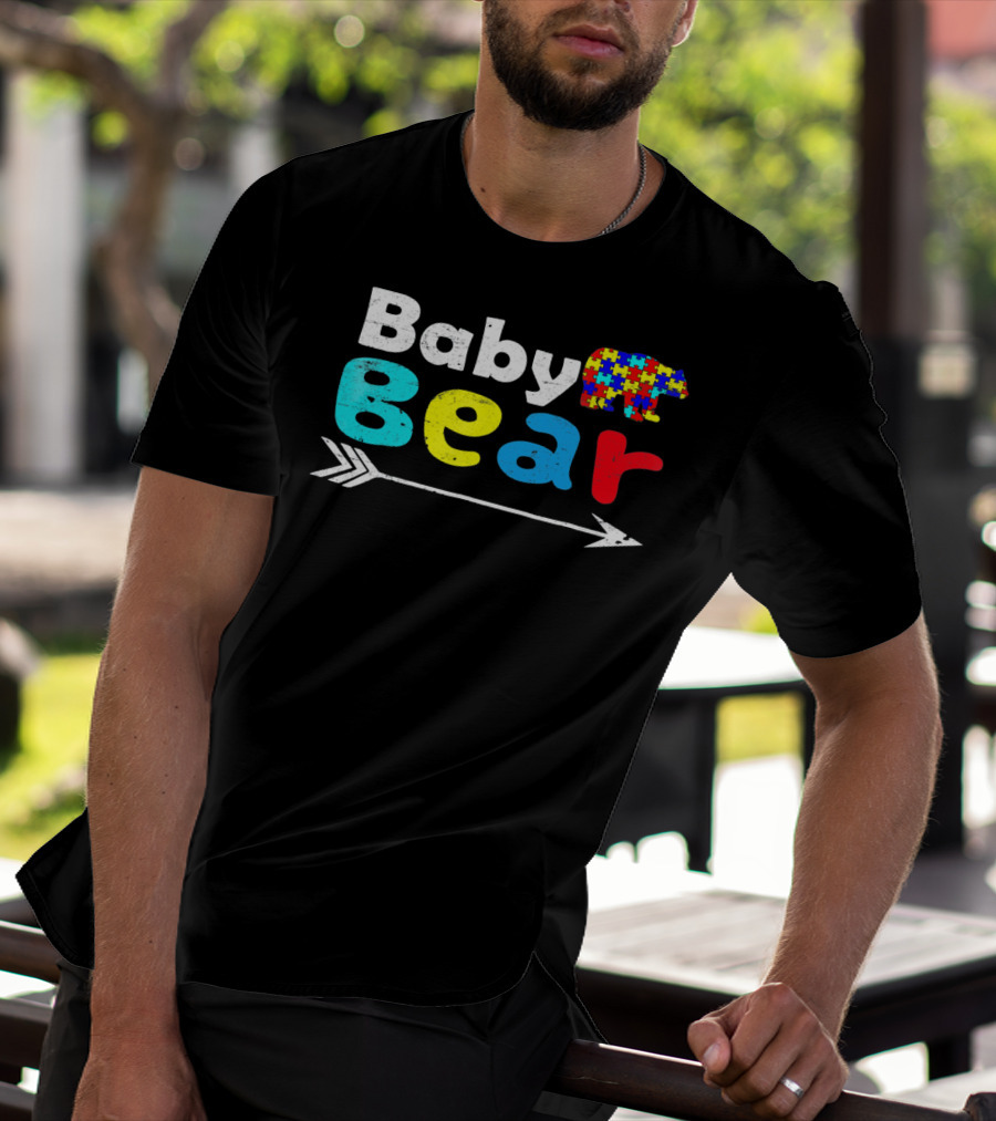 Baby Bear Autism Awareness Puzzle Pattern With Arrow T-Shirt