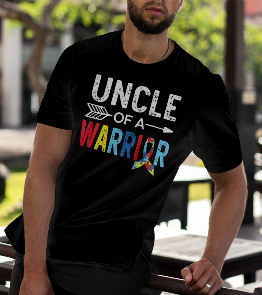 Uncle Of A Warrior Puzzle Ribbon Autism Awareness T-Shirt