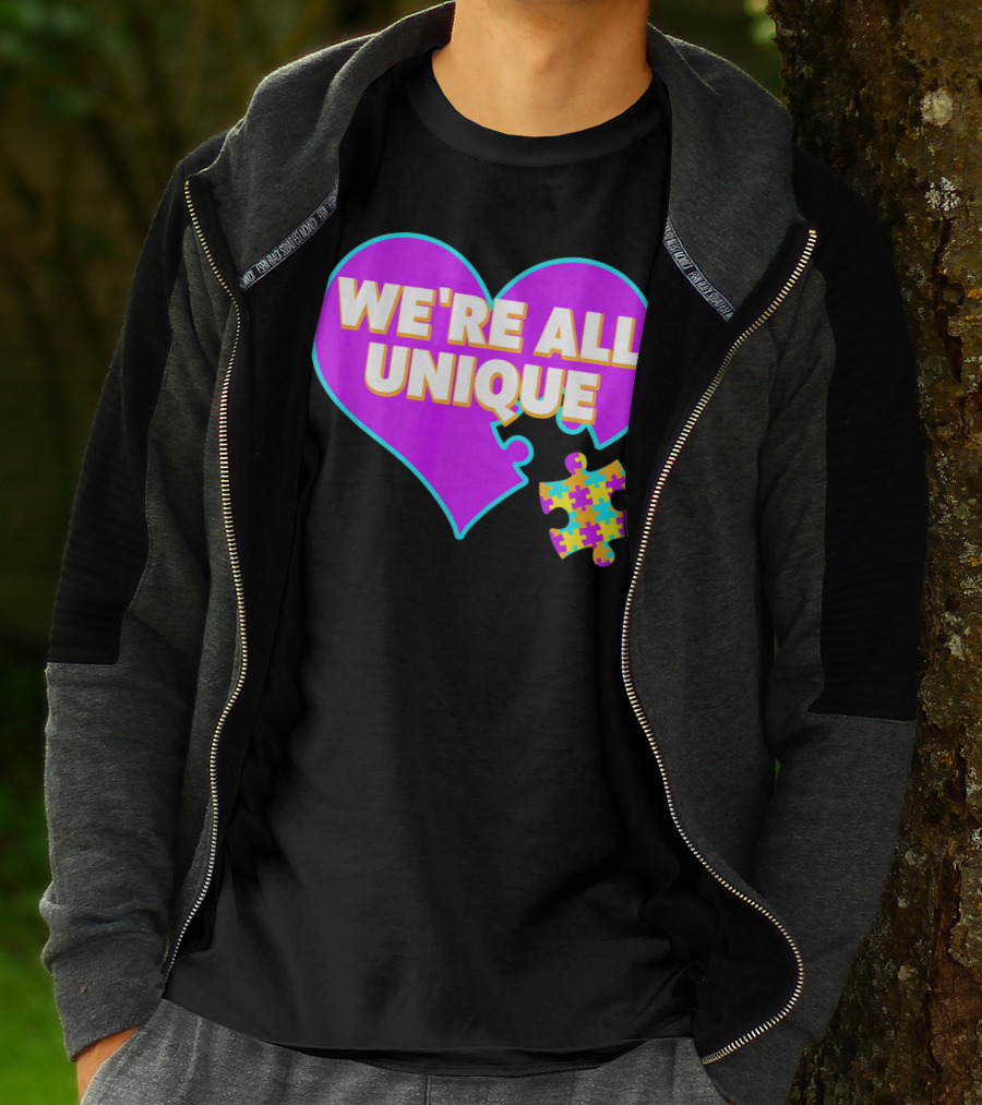 We're All Unique Autism Awareness Puzzle Heart T-Shirt