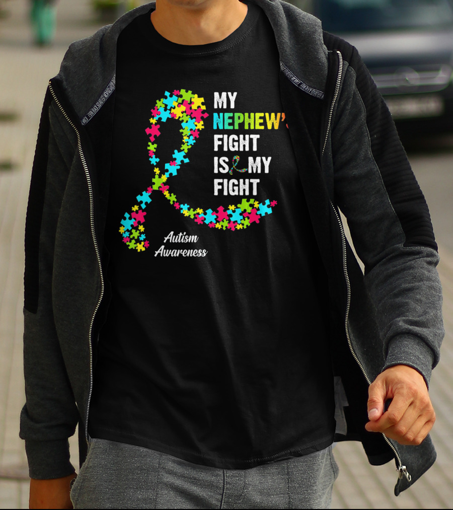 My Nephew's Fight Is My Fight Autism Awareness Puzzle T-Shirt