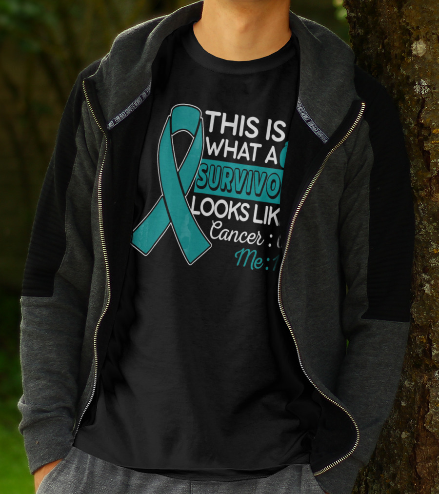 This Is What A Survivor Looks Like Cancer 0 Me 1 T-Shirt
