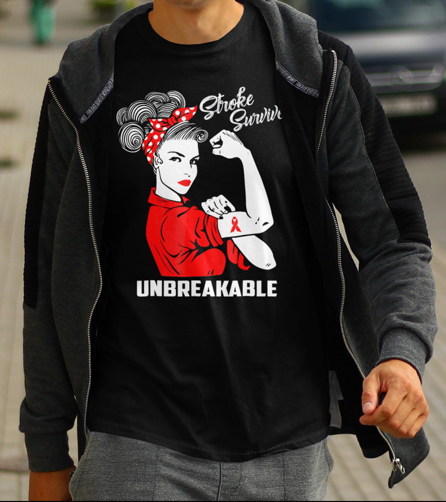 Stroke Survivor Unbreakable Rosie The Riveter T-Shirt