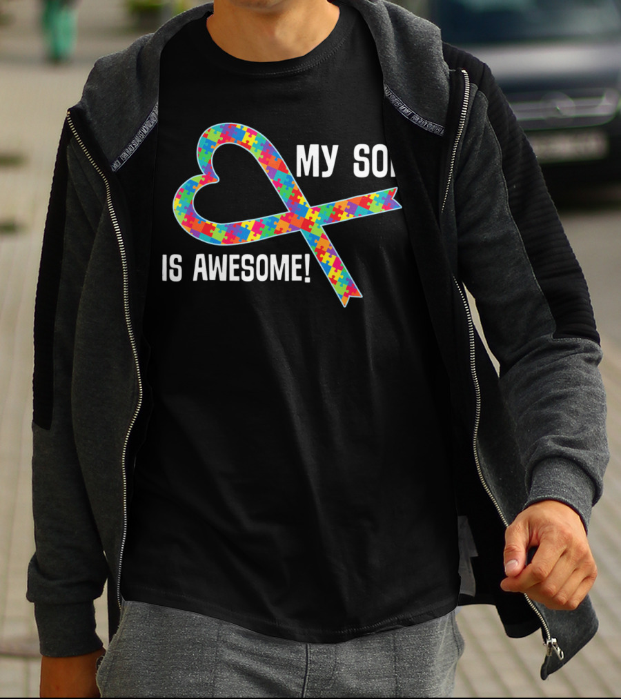 My Son Is Awesome Autism Awareness Puzzle T-Shirt