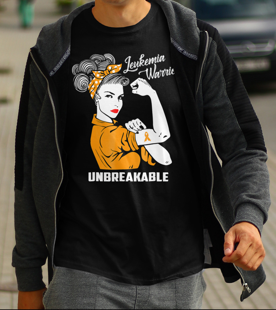 Leukemia Warrior Unbreakable Rosie The Riveter T-Shirt
