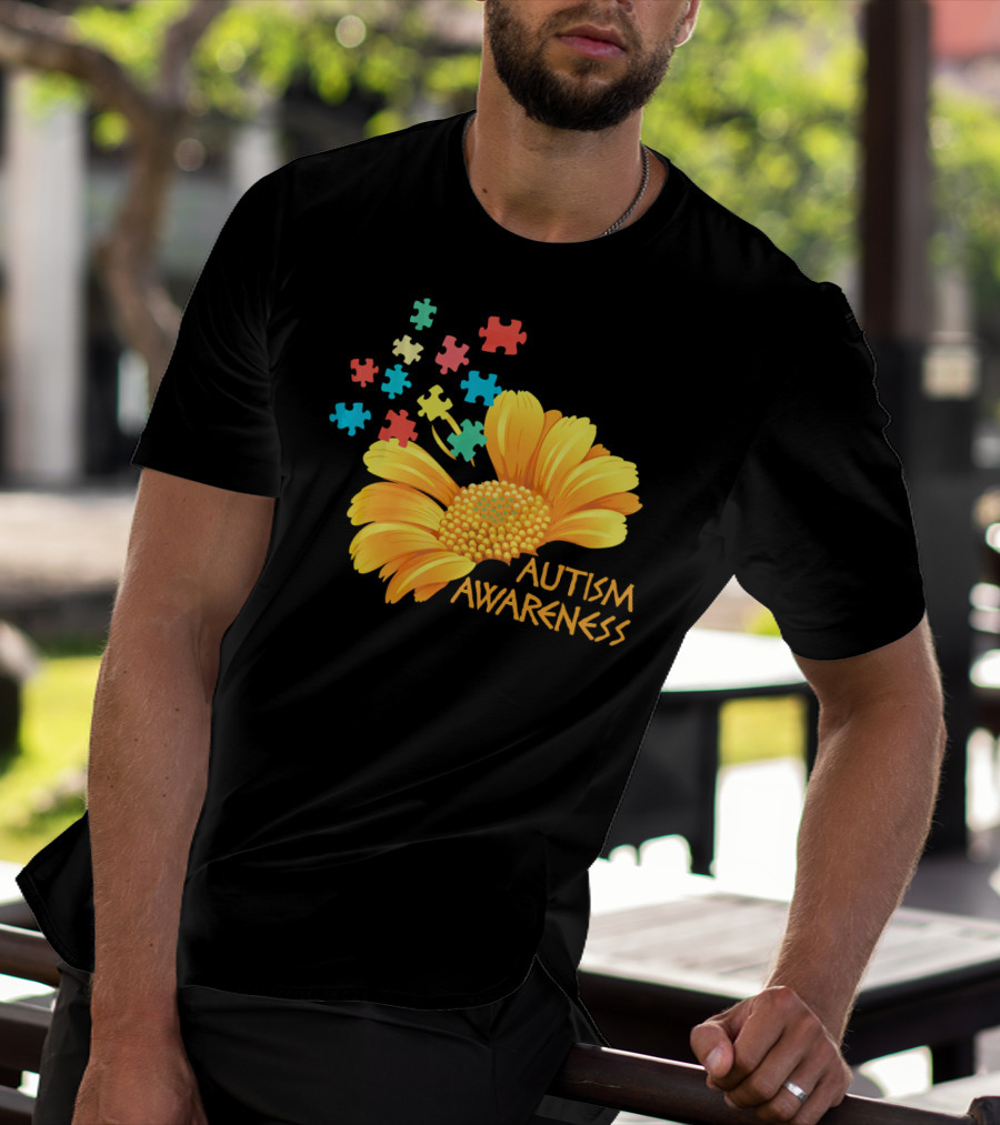 Sunflower Autism Awareness Puzzle Pieces T-Shirt