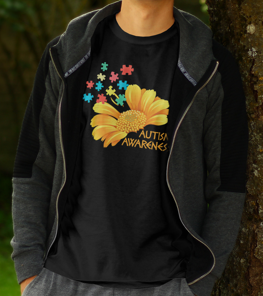 Sunflower Autism Awareness Puzzle Pieces T-Shirt