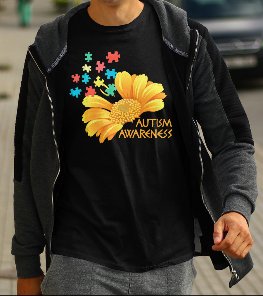 Sunflower Autism Awareness Puzzle Pieces T-Shirt