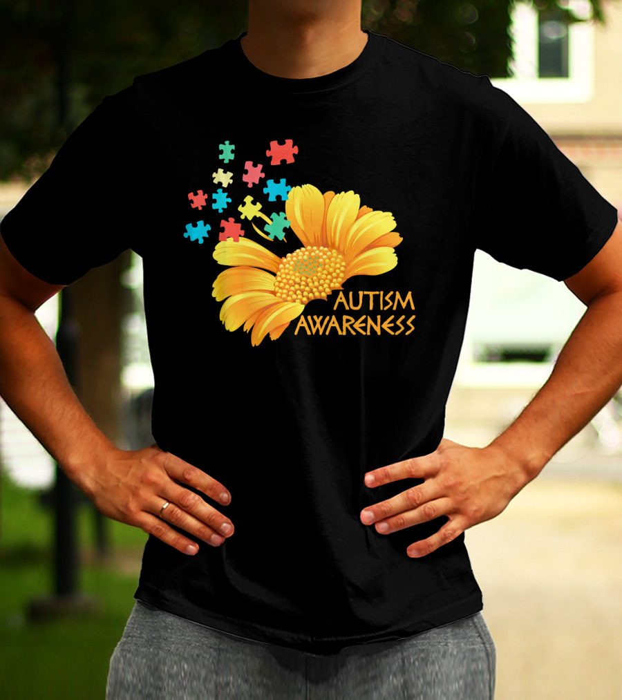 Sunflower Autism Awareness Puzzle Pieces T-Shirt