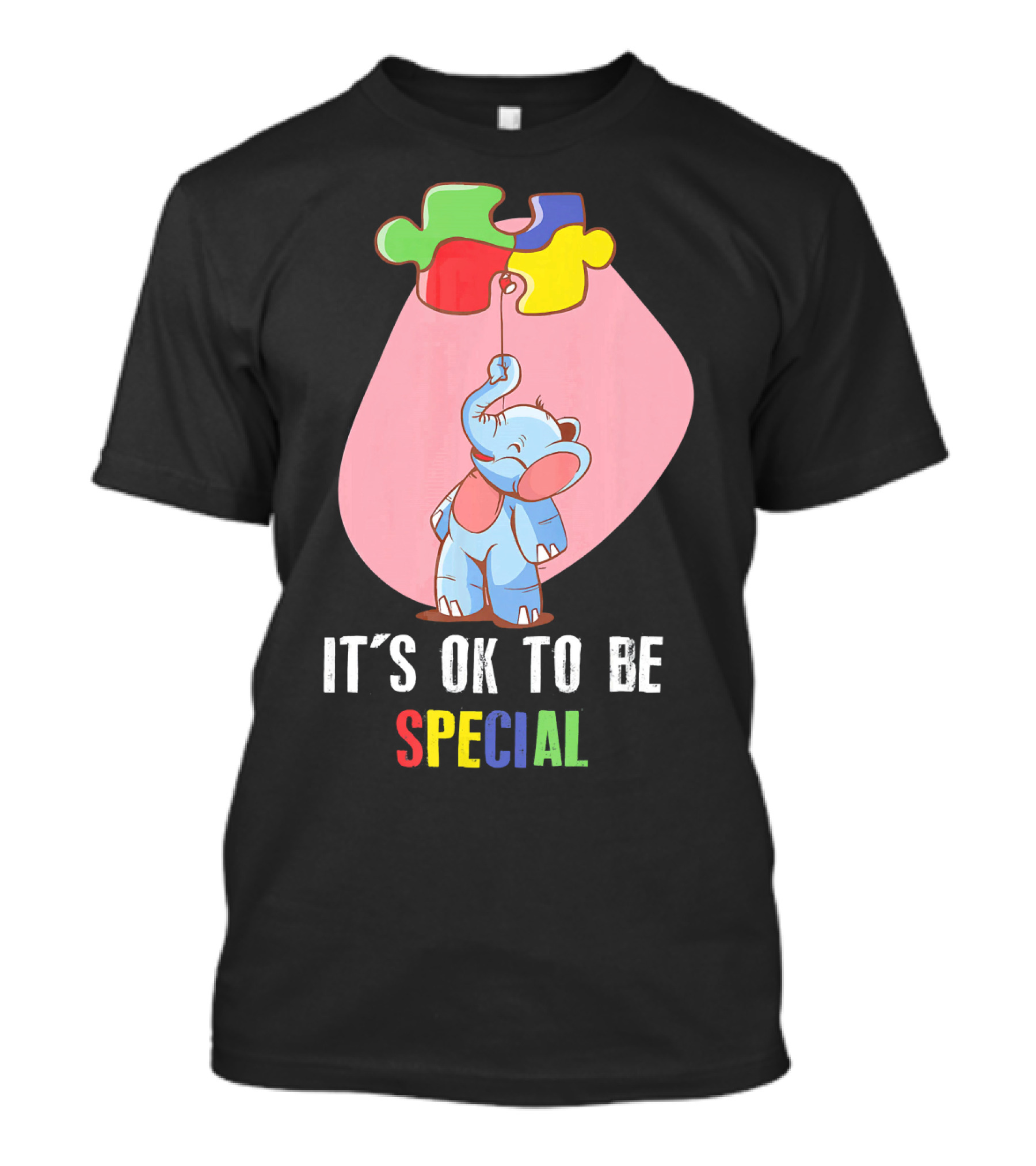 It's OK To Be Special Cute Elephant Autis Puzzle Colors T-Shirt