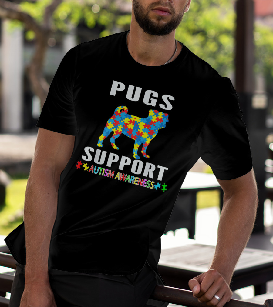 Pugs Support Autism Awareness Puzzle T-Shirt