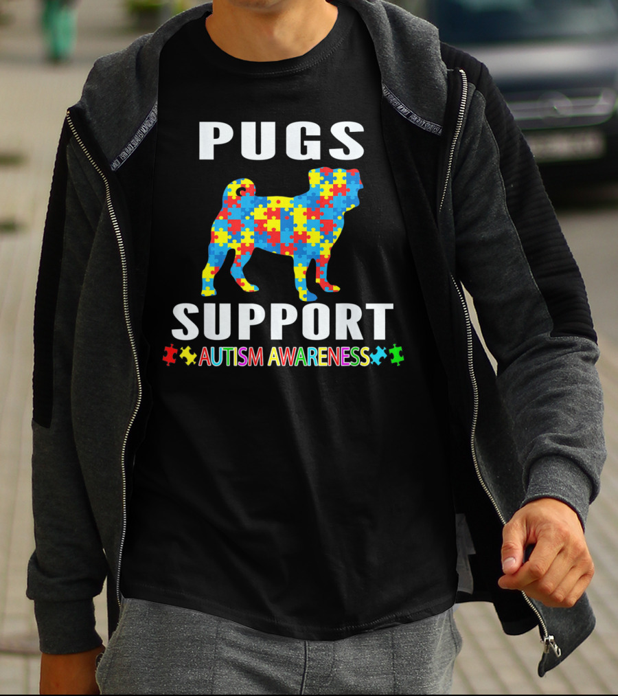 Pugs Support Autism Awareness Puzzle T-Shirt