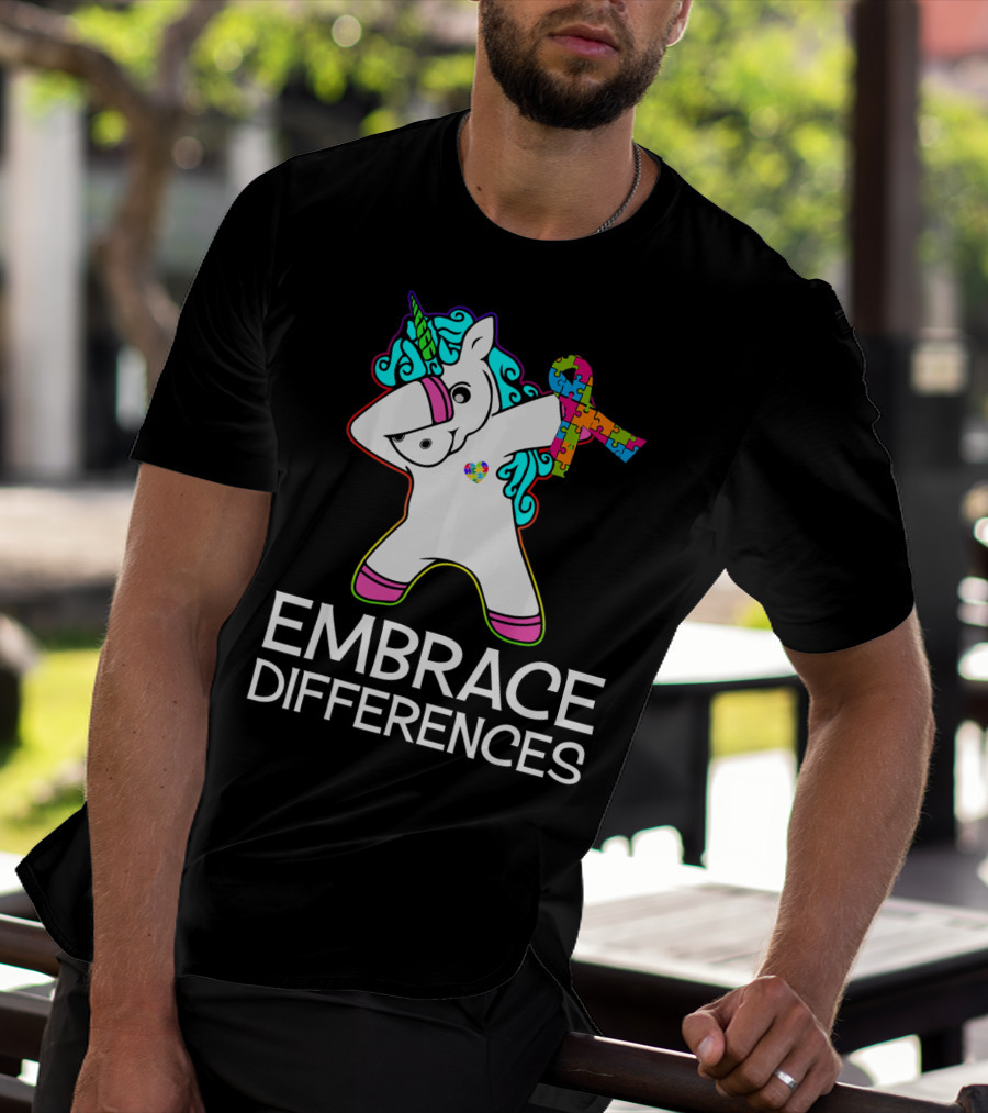 Embrace Differences Unicorn Autism Awareness Puzzle T-Shirt