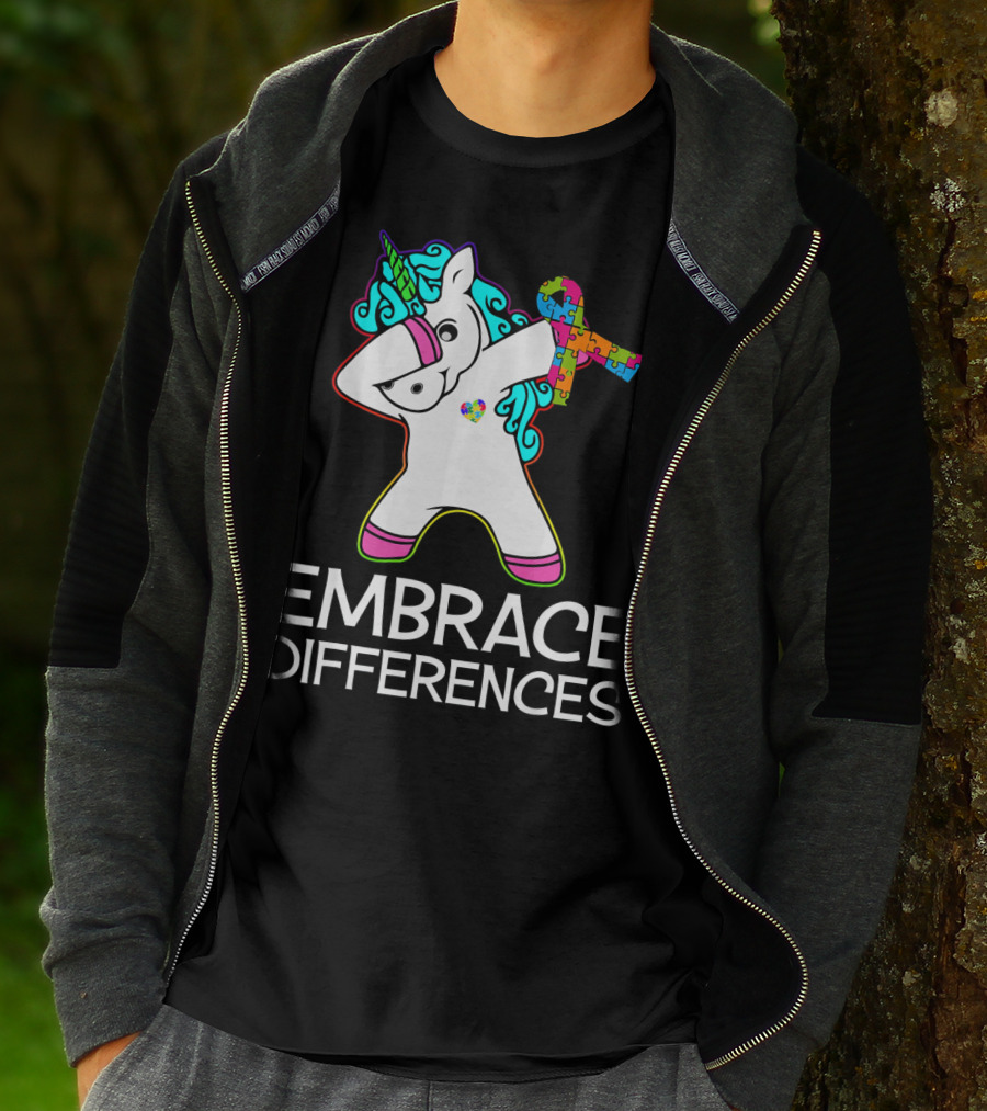 Embrace Differences Unicorn Autism Awareness Puzzle T-Shirt