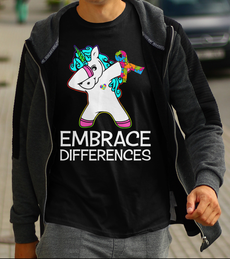Embrace Differences Unicorn Autism Awareness Puzzle T-Shirt