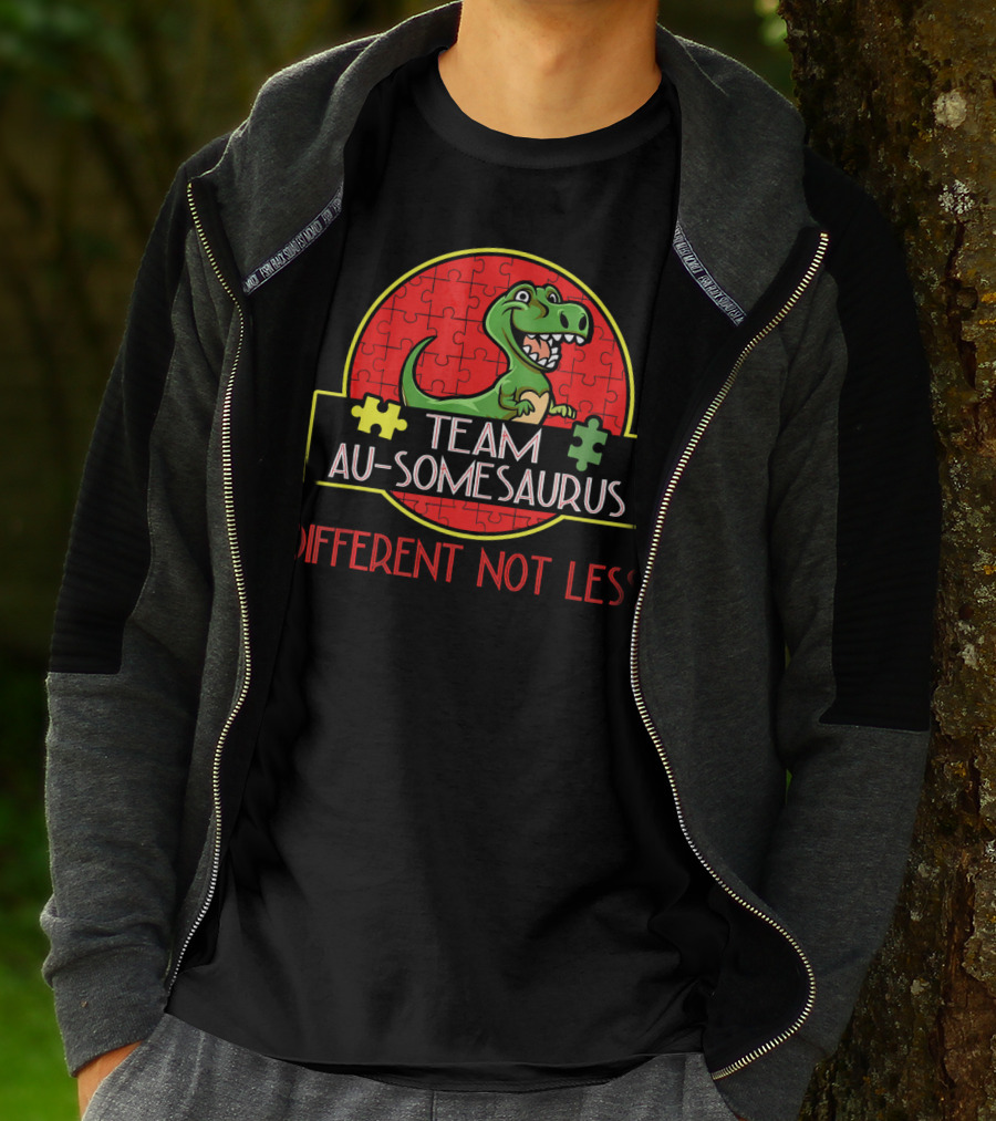 Team Au-Somesaurus Different Not Less Autism Rex Dinosaurus Autism Awareness T-Shirt
